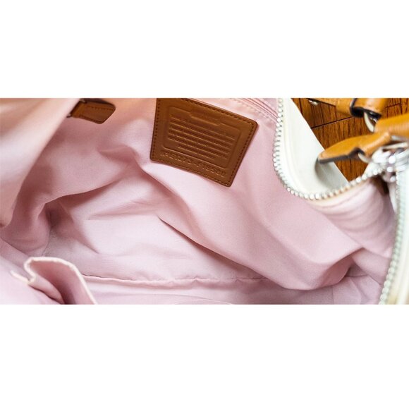 Y2K Coach Hamptons Large Ergo Soho Ivory Cream & Camel Leather Hobo Buckle Bag - Picture 7 of 16